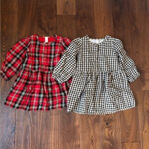 LOT OF 2 Holiday Dresses Plaid and Gingham 2T